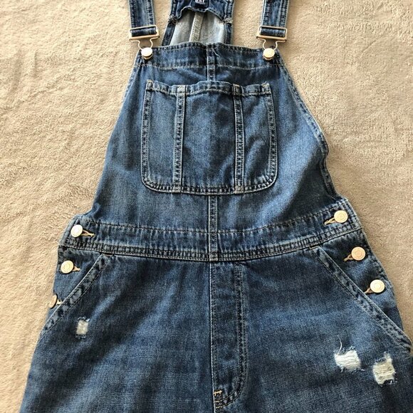 Gap Distressed Medium Wash Denim Overalls - Picture 8 of 16
